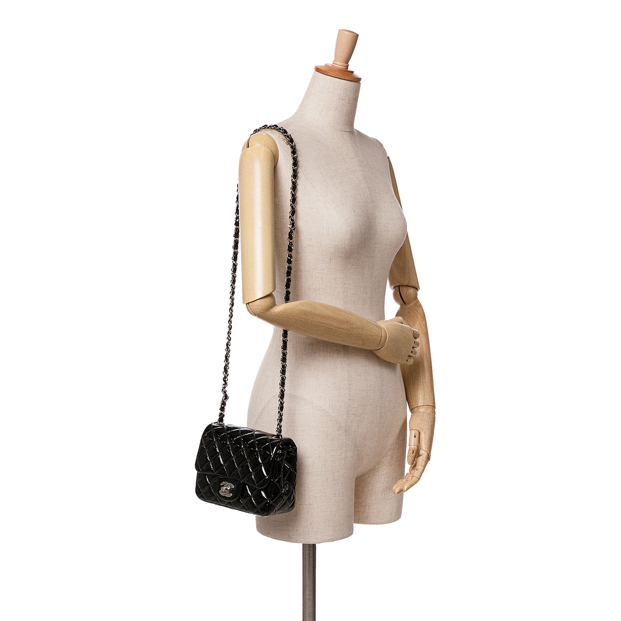 Chanel | Pre-Owned Mini Square Classic Patent Single Flap - XII | Black