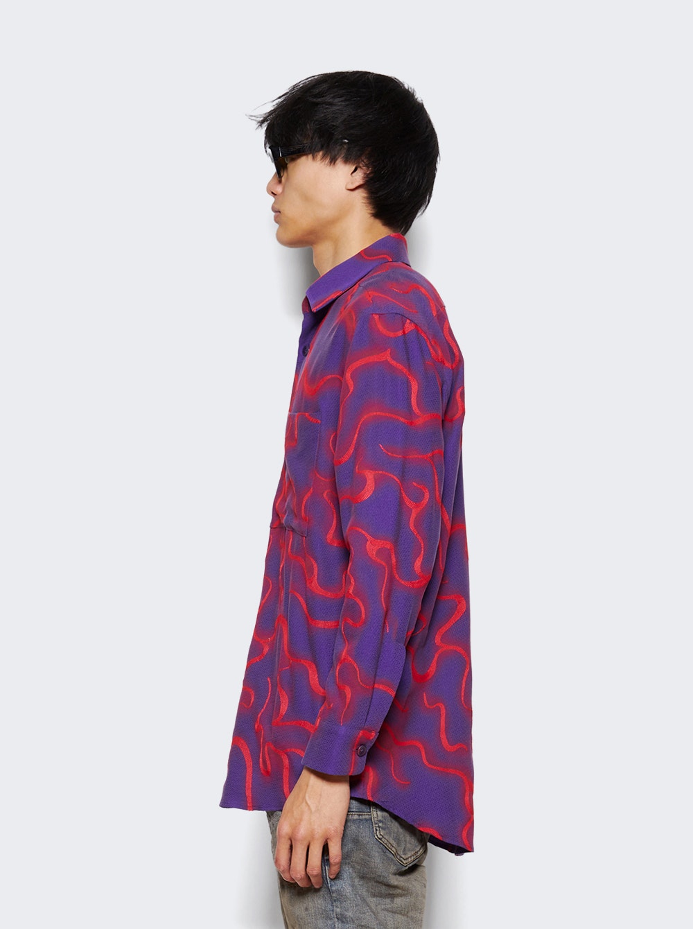 Men | Casella Meyer | Embroidered Jacquard Shirt | Purple & Red