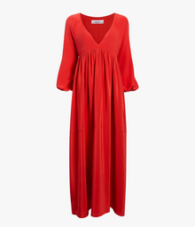 Another Tomorrow Empire Cocoon Dress in Tomato – Silk Women's Dress