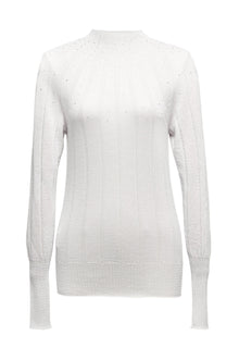 Bead Embellished Crop Knit Top | Grey
