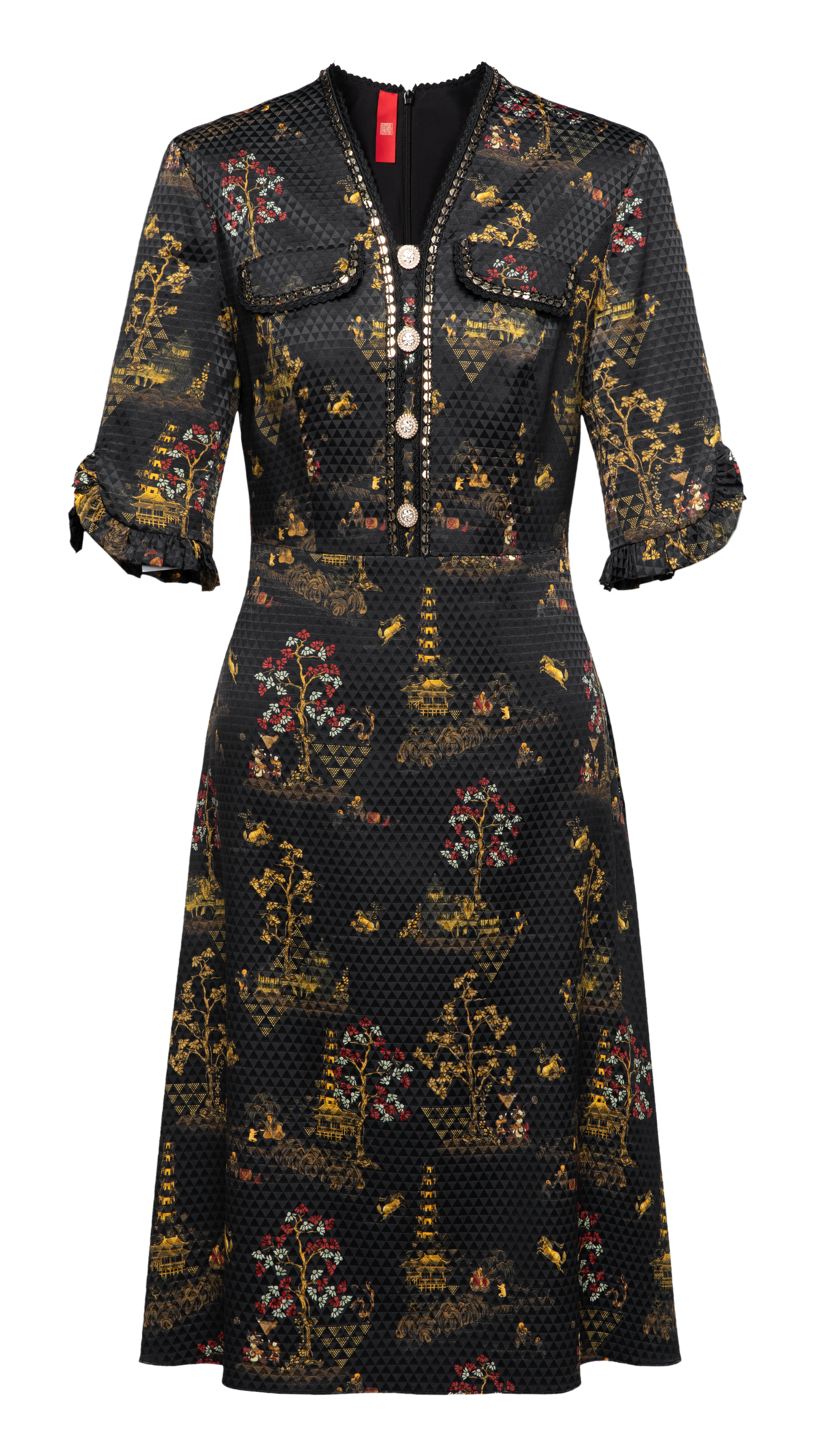V-Neck Midi Dress | Black