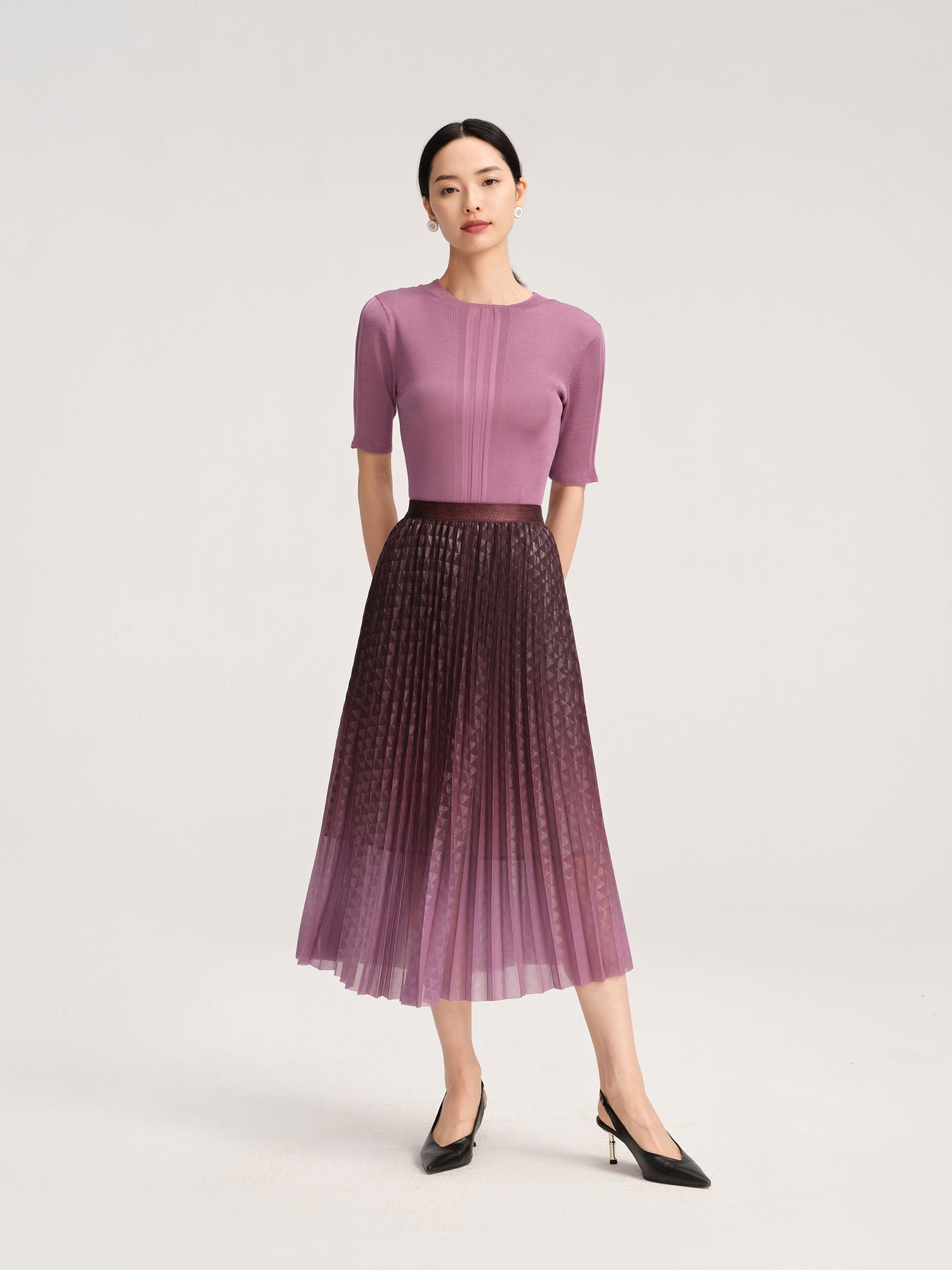 Silky Knitted Top | Purple
