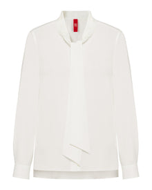 Silk Ribbon Embroidery Collar Shirt | White