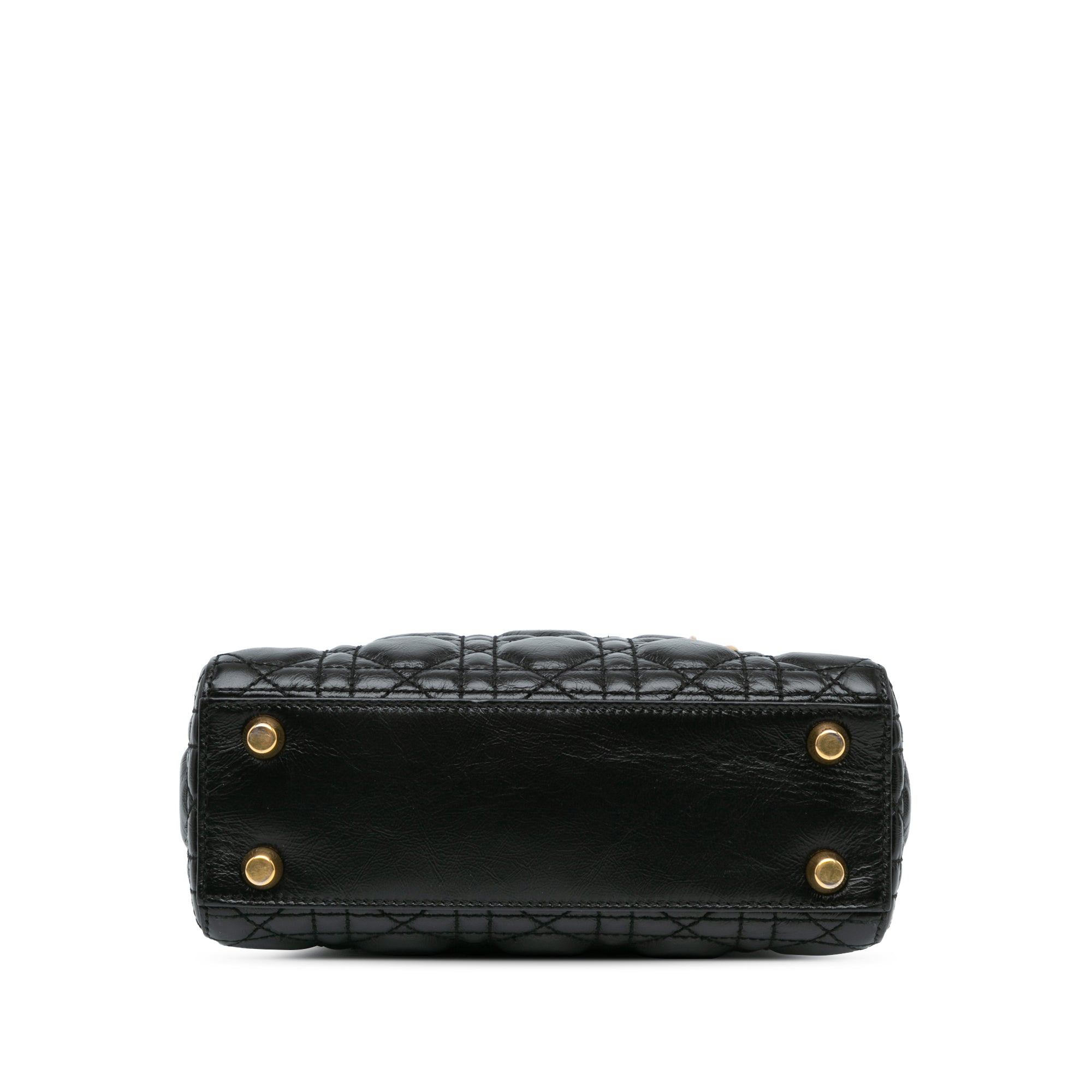 Dior | Pre-Owned Small Crinkled Patent Cannage My ABCLady | Black