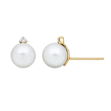 Womens | 6-7mm Round Green Freshwater Pearl | Stud Earrings | 10K Yellow Gold