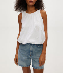 Hazel Eyelet Bubble Top | White