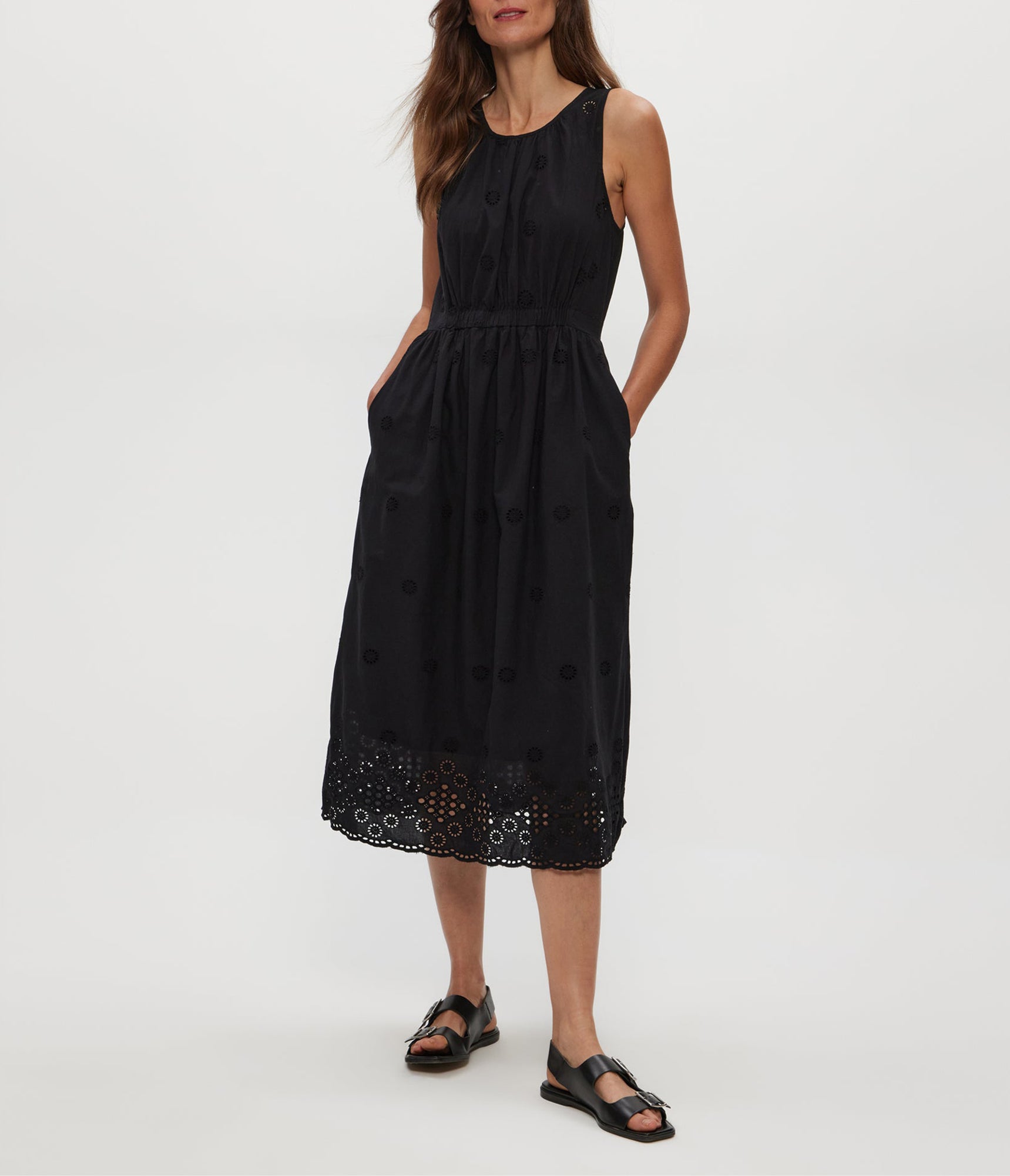 Faith Eyelet Midi Dress | Black