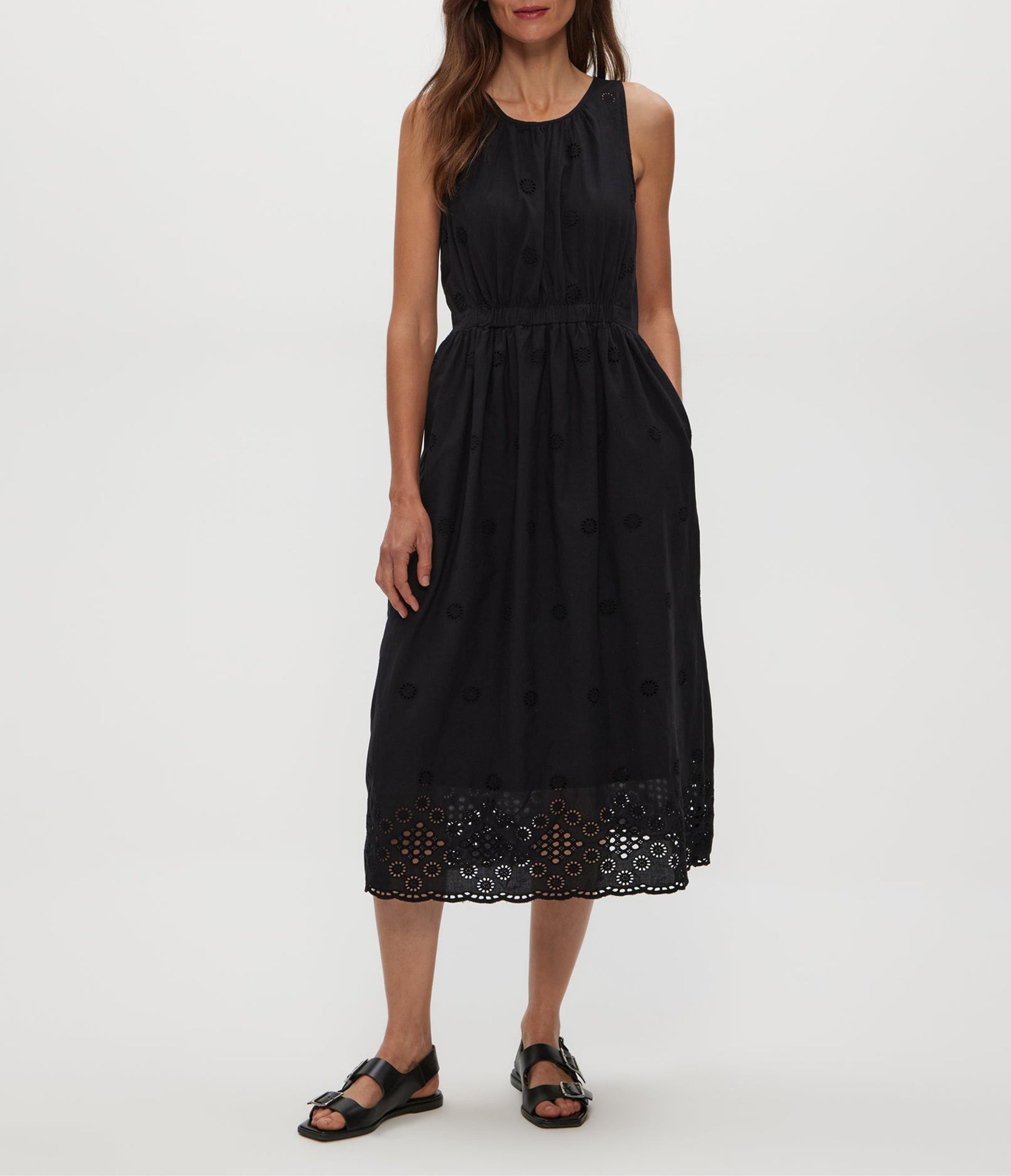 Faith Eyelet Midi Dress | Black