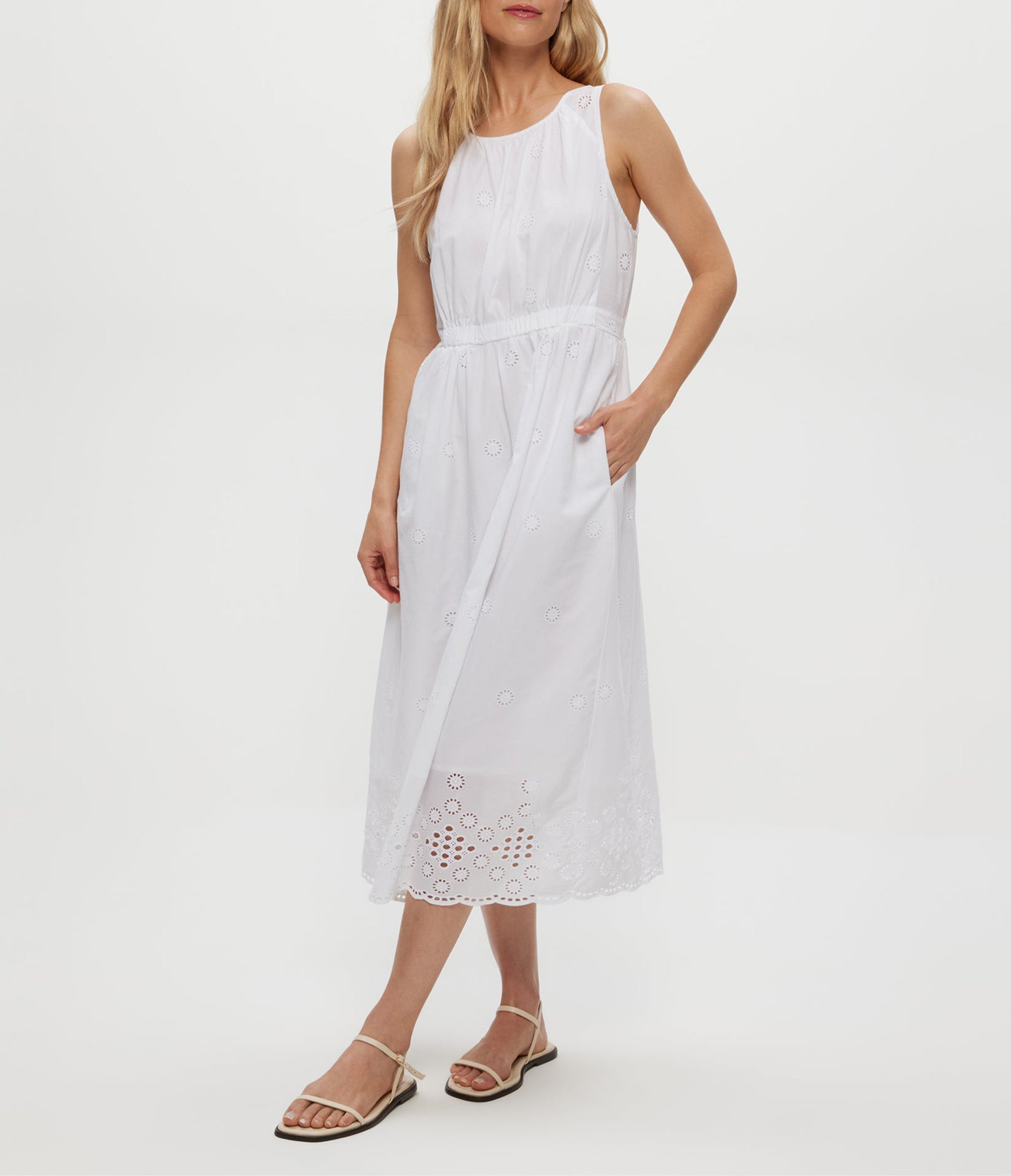 Faith Eyelet Midi Dress | White