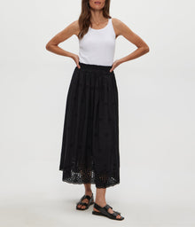 Grace Eyelet Midi Skirt | Black