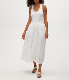Grace Eyelet Midi Skirt | White