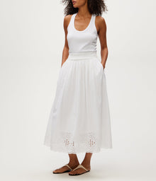 Grace Eyelet Midi Skirt | White