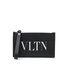 Valentino | Pre-Owned Leather VLTN Zip Card Holder | Black