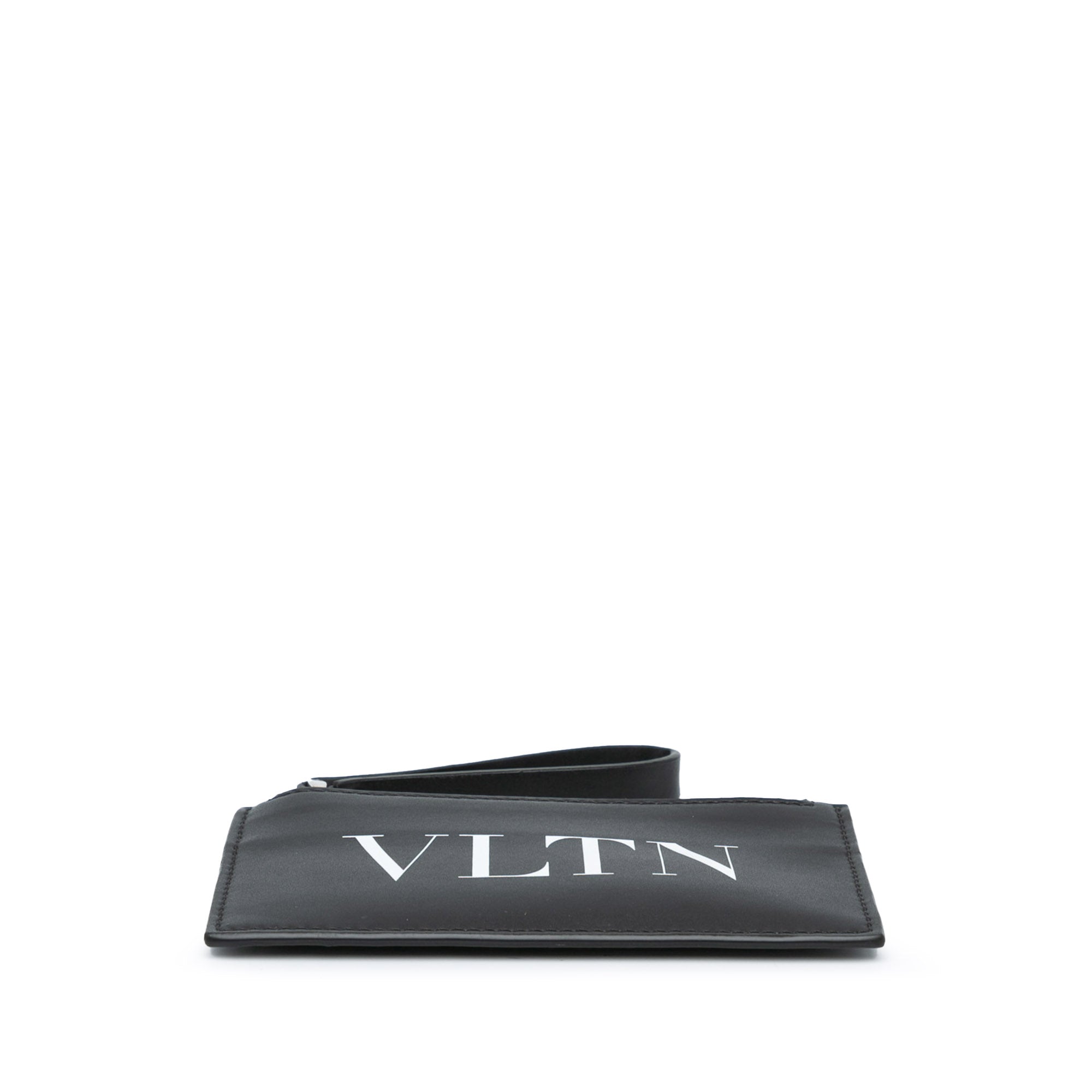 Valentino | Pre-Owned Leather VLTN Zip Card Holder | Black