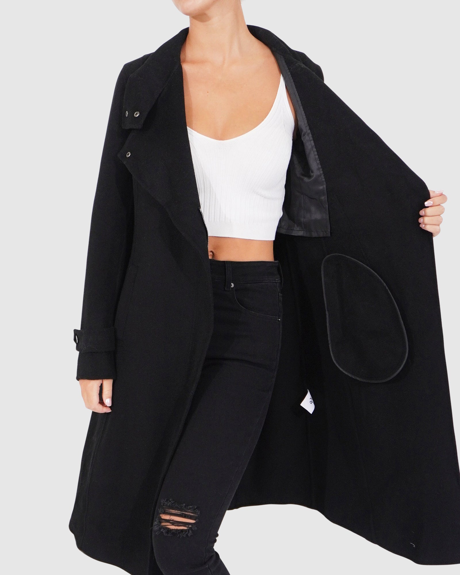 Women | Envy Me Wool Blend Zipped Coat | Black