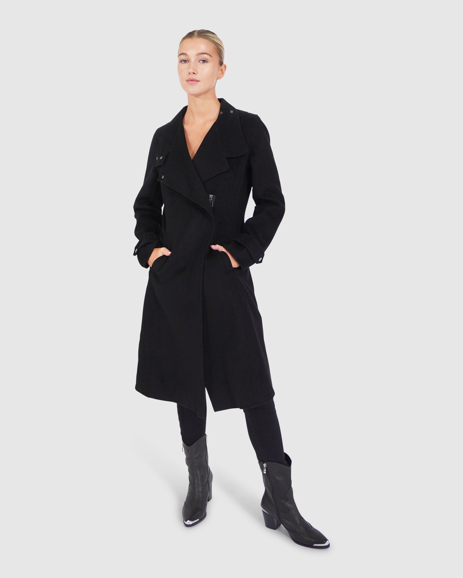 Women | Envy Me Wool Blend Zipped Coat | Black