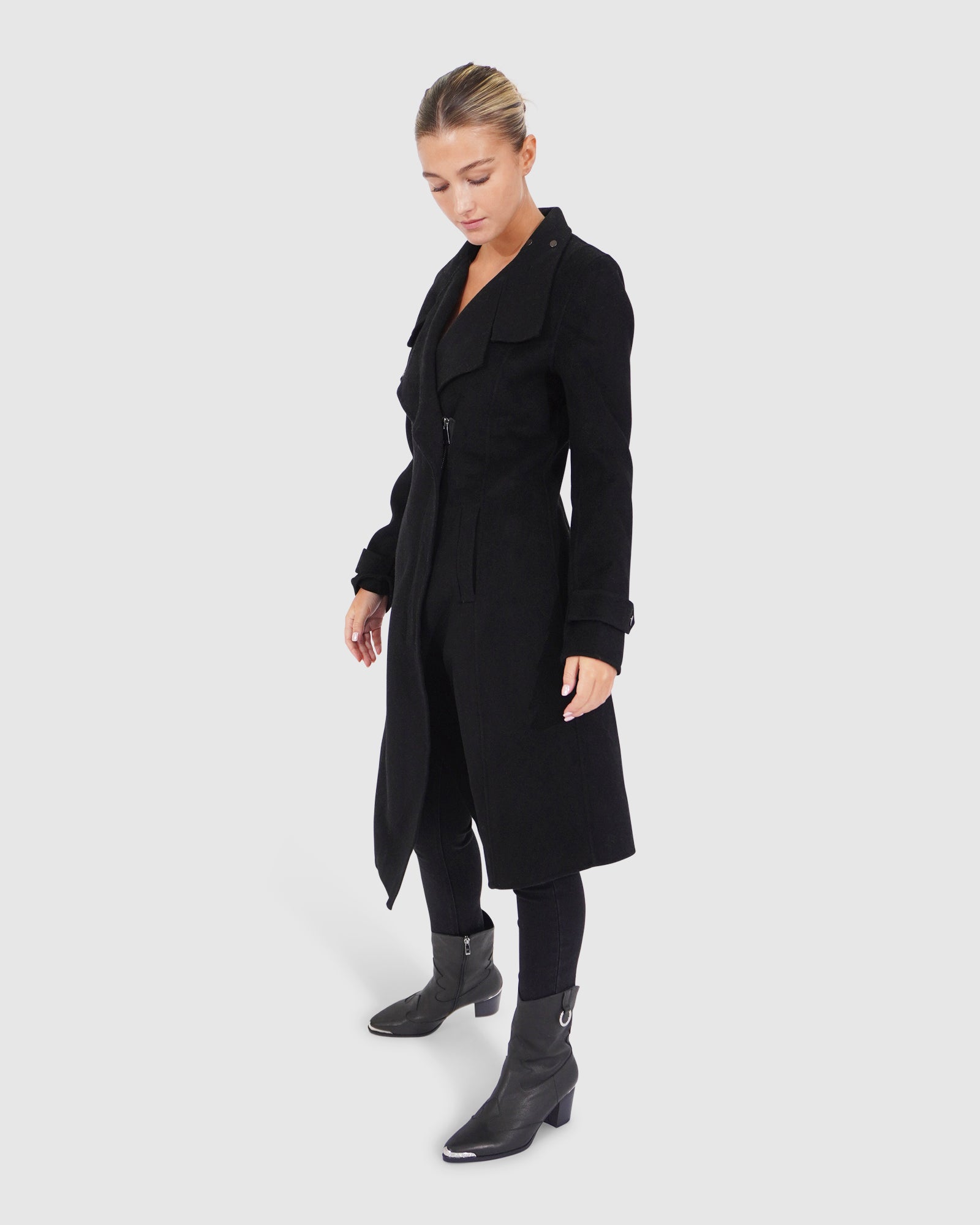 Women | Envy Me Wool Blend Zipped Coat | Black