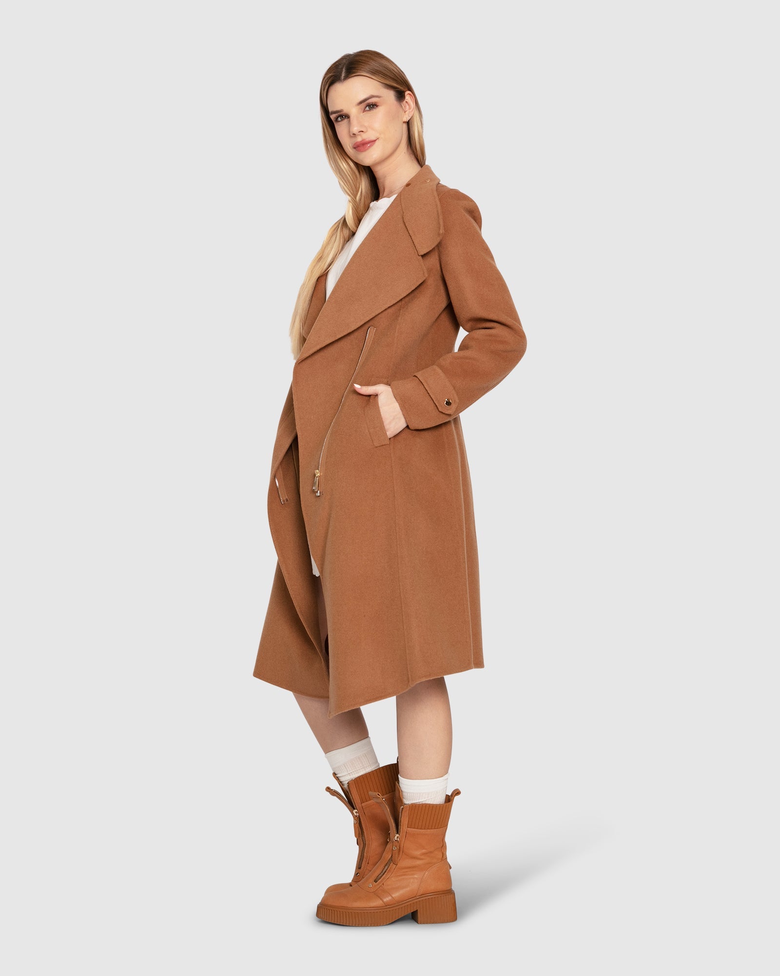 Women | Envy Me Wool Blend Zipped Coat | Camel
