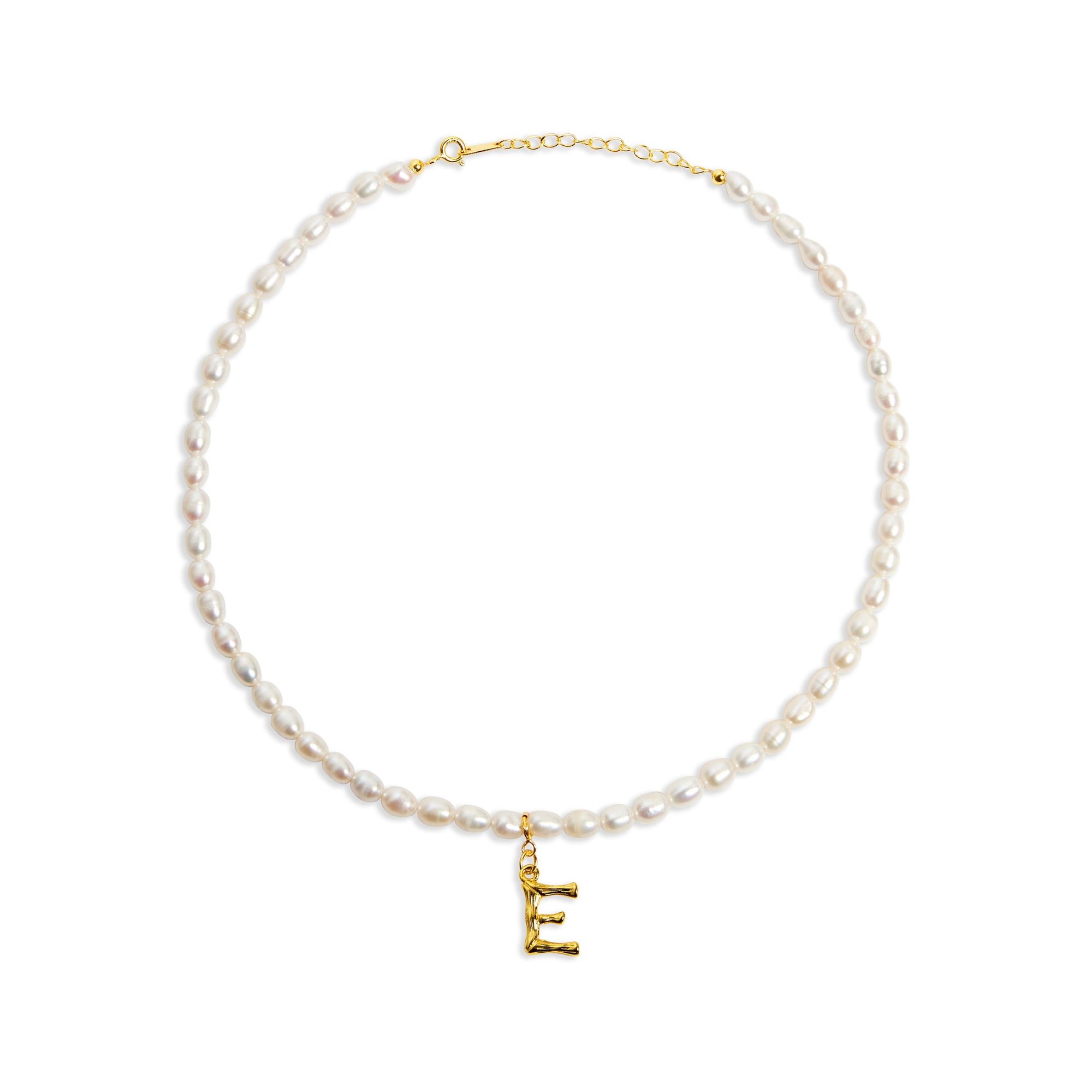 inital letter e pearl necklace