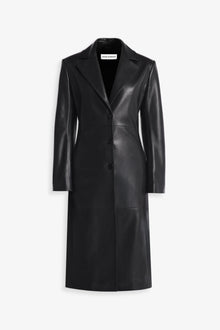 Nour Hammour Eames Grand Leather Coat Black - Silhouette