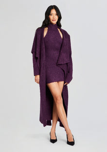 Womens | Rue Boucle Cardigan | Eggplant
