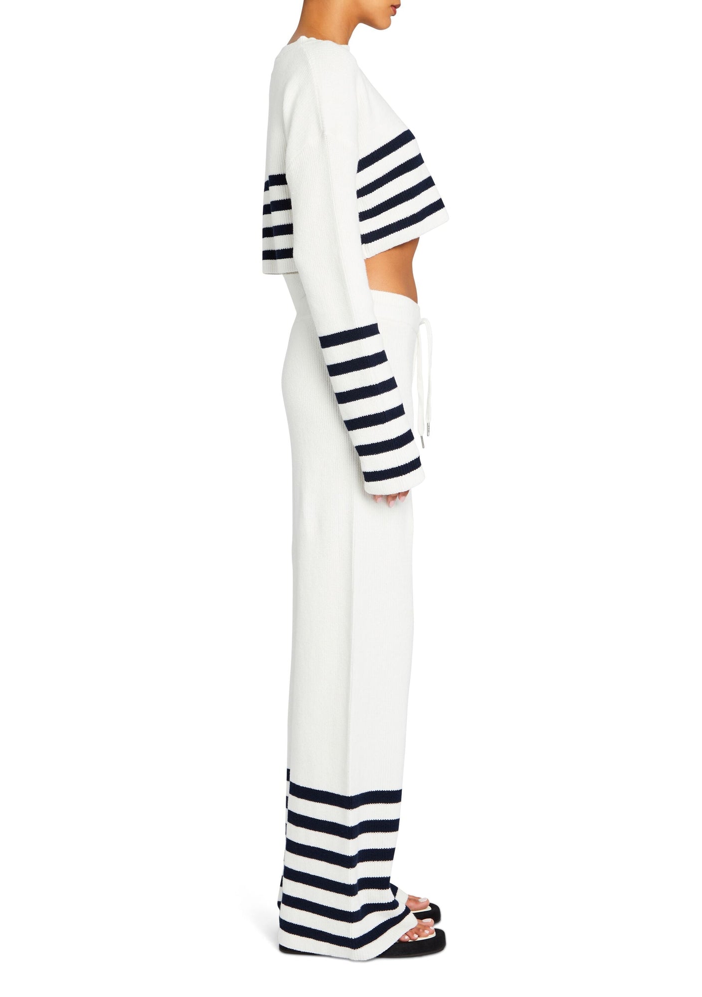 Womens | Poe Knit Pant | White/Navy