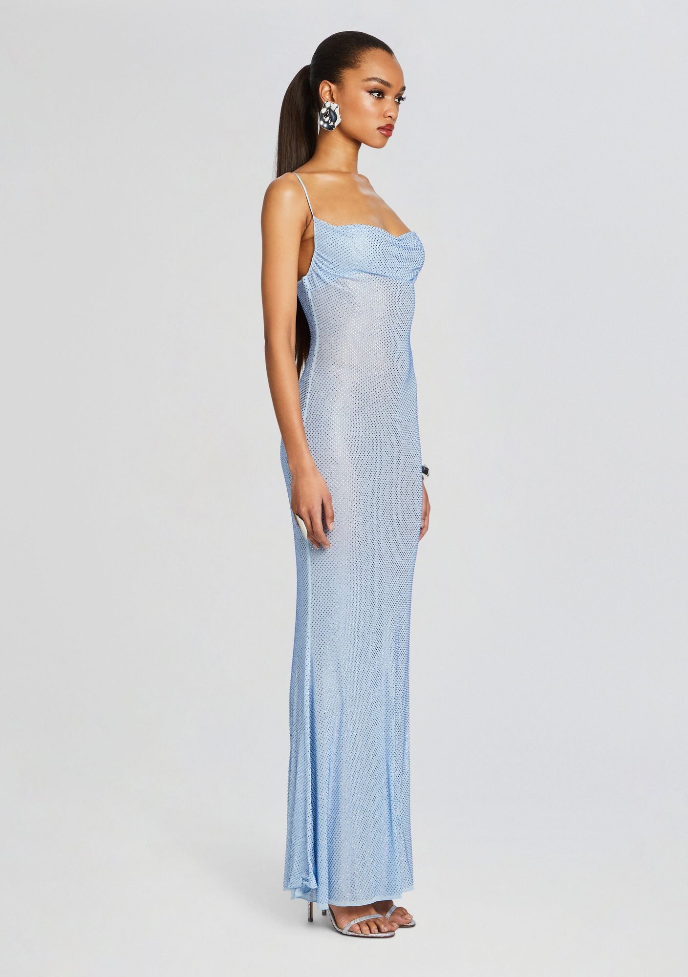 Shilo Embellished Silk Dress | Dusk Blue