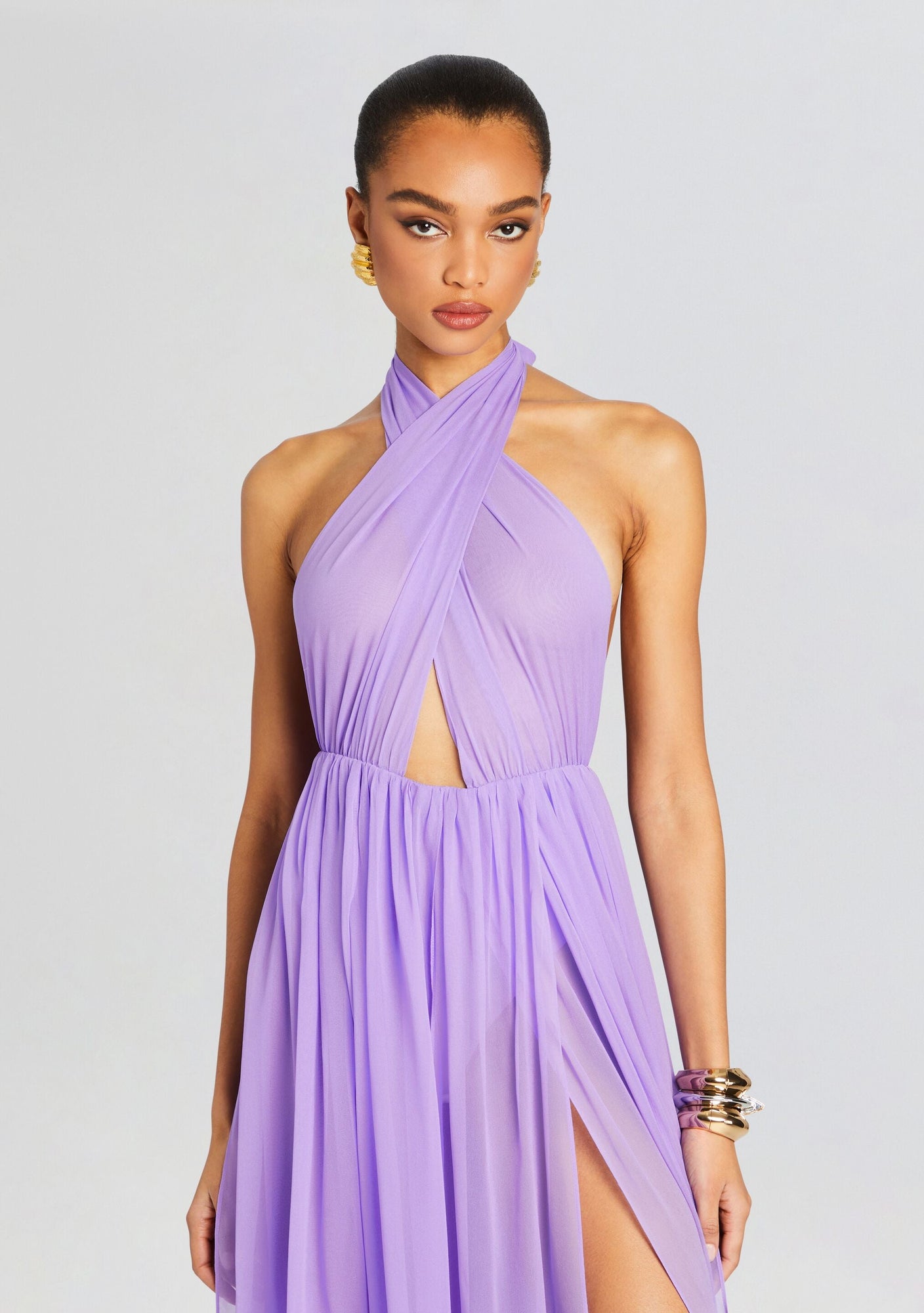 Ina Silk Chiffon Dress | Wisteria