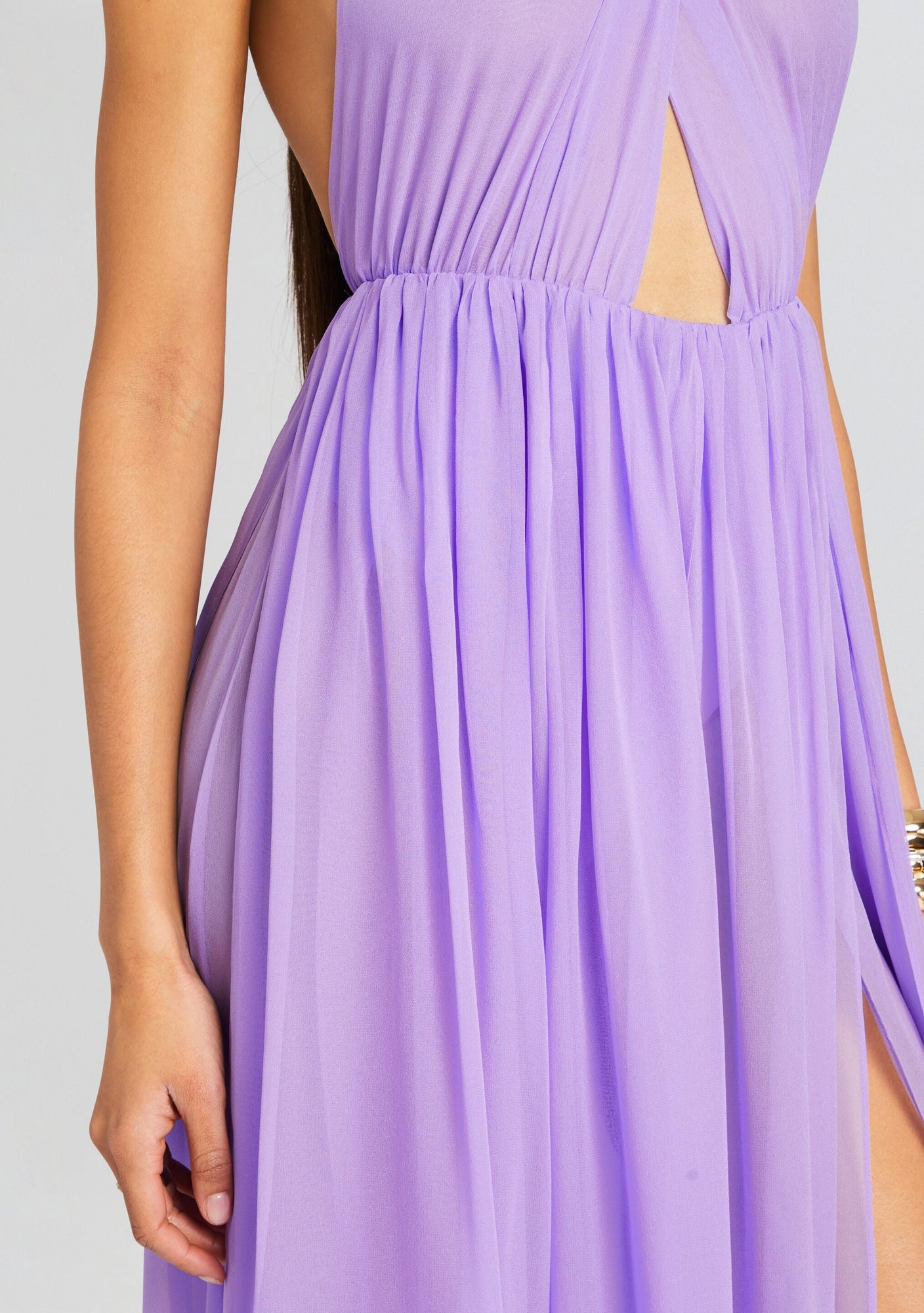 Ina Silk Chiffon Dress | Wisteria