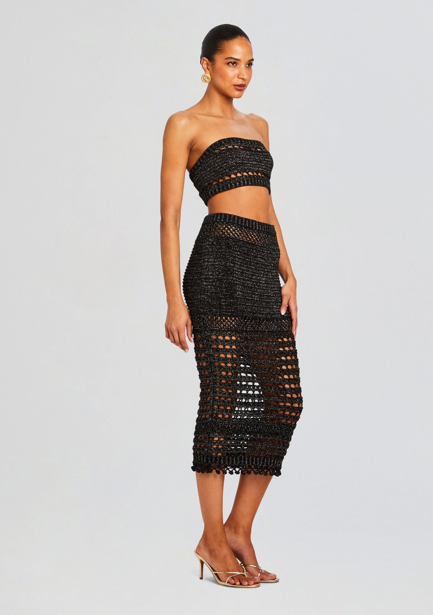 Raya Knit Crochet Skirt | Black/Gold