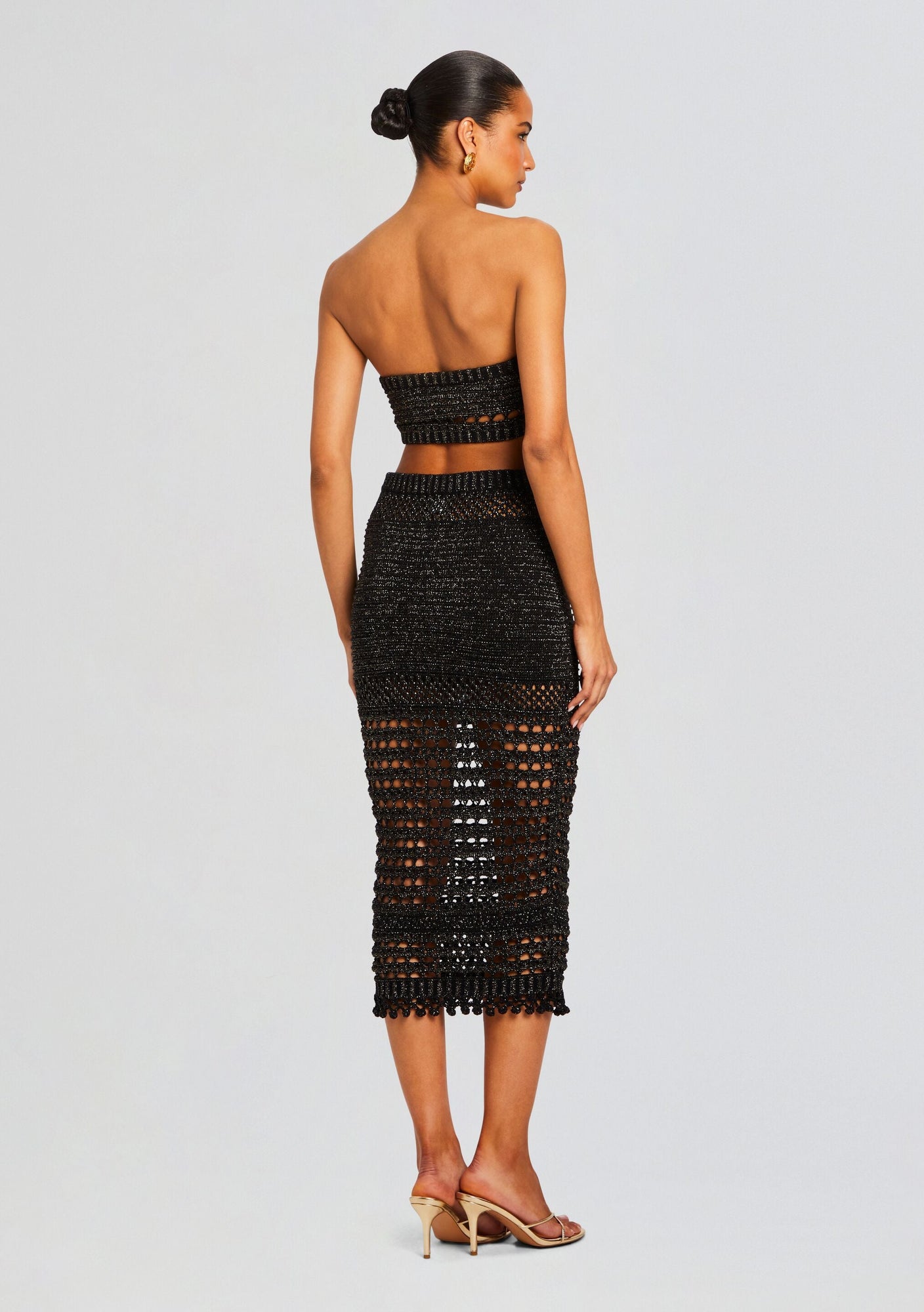 Raya Knit Crochet Skirt | Black/Gold