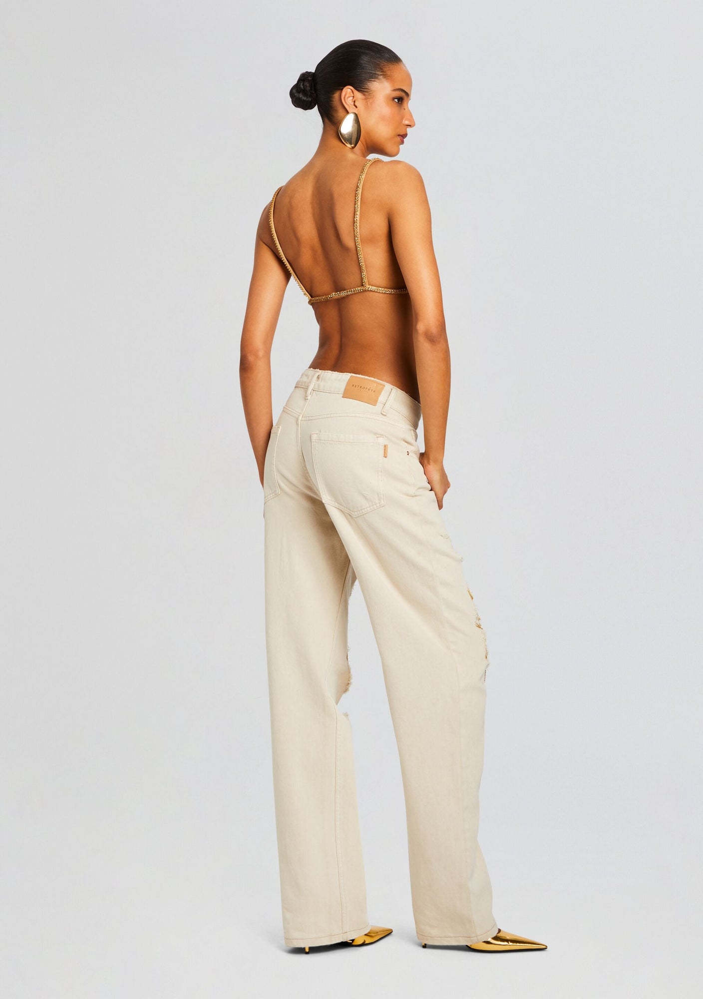 Pyla Chain Bra | Tannin/Gold