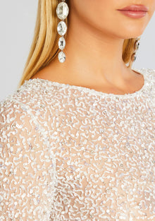 Emani Sequin Dress | White