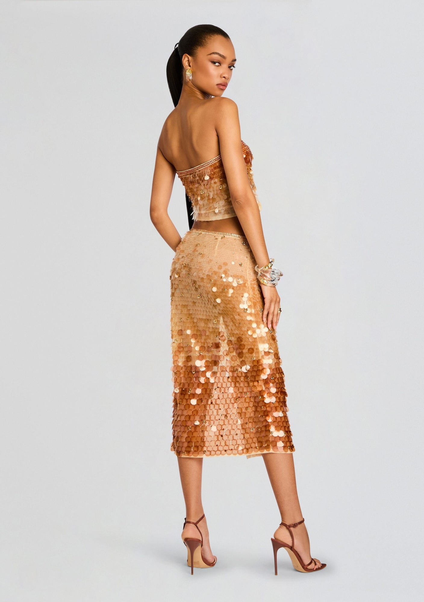 Nellie Sequin Skirt | LightChampagne/Brown