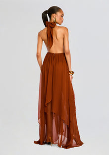 Ina Silk Chiffon Dress | Caramel