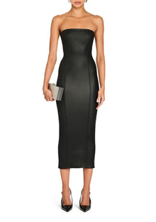 Womens | Adalaide Coated Denim Midi Dress | Coated Black