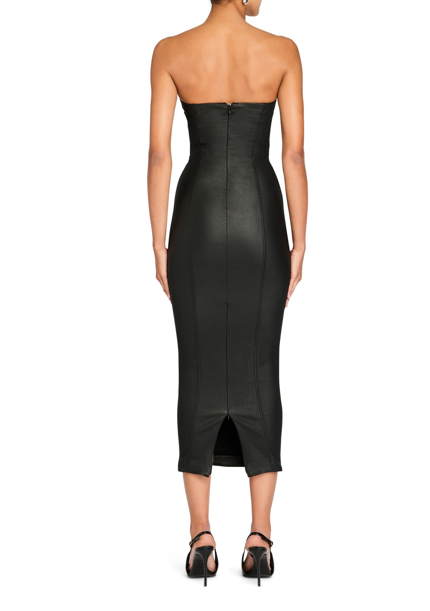 Womens | Adalaide Coated Denim Midi Dress | Coated Black