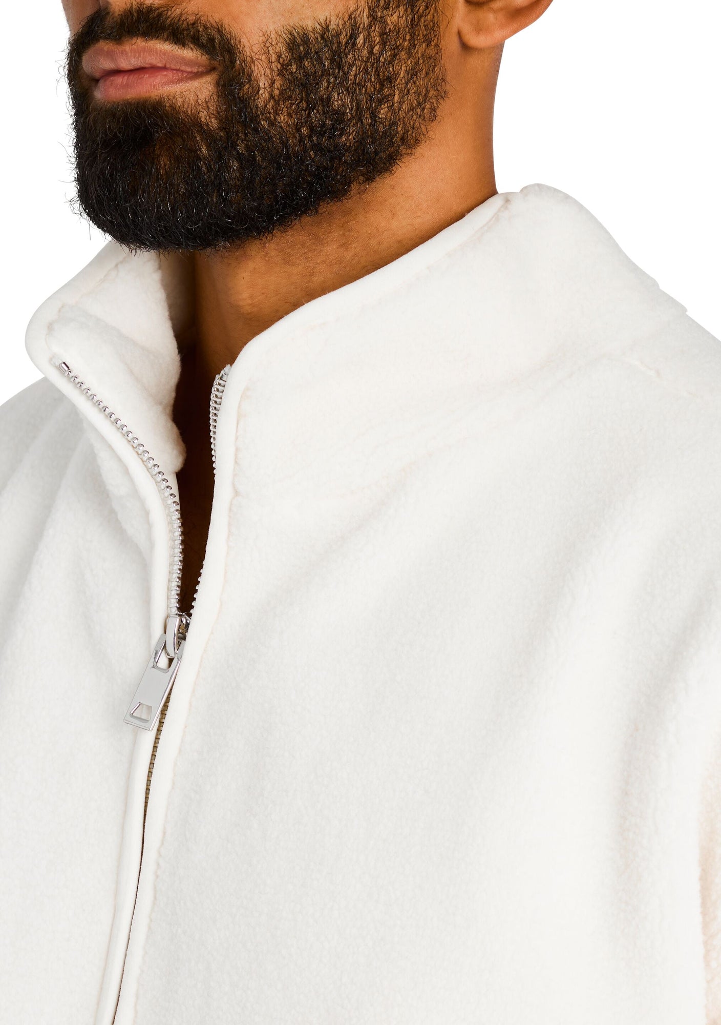 Unisex | Carter Faux Shearling Zip Jacket | Eggshell
