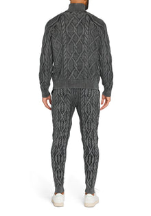 Mens | Lucas Acid Cable High Neck Sweater | Black Washed