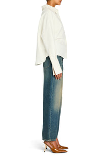 Womens | Rhia Crepe Draped Button Down | Eggshell
