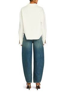 Womens | Rhia Crepe Draped Button Down | Eggshell