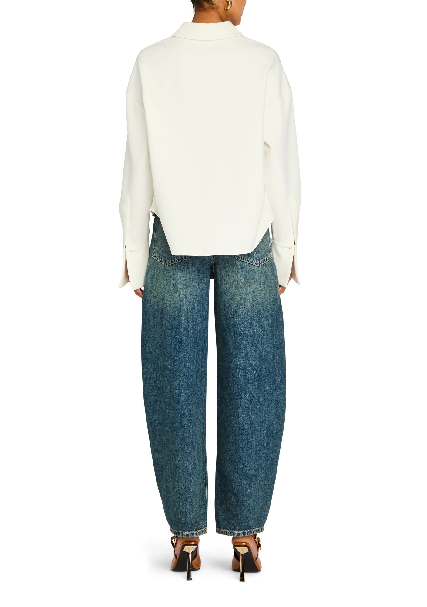 Womens | Rhia Crepe Draped Button Down | Eggshell