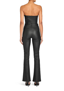Womens | Vice Coated Denim Slim Flare Jumpsuit | Coated Black