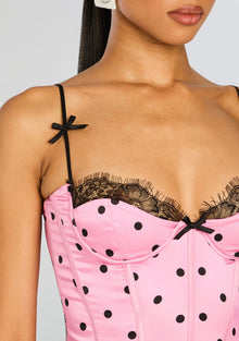 Marianne Corset Top | Pink Polka Dots