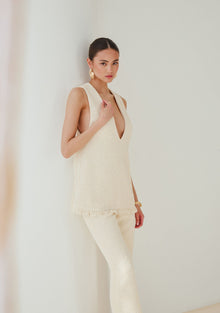 Womens | Shar Boucle Pant | Eggshell