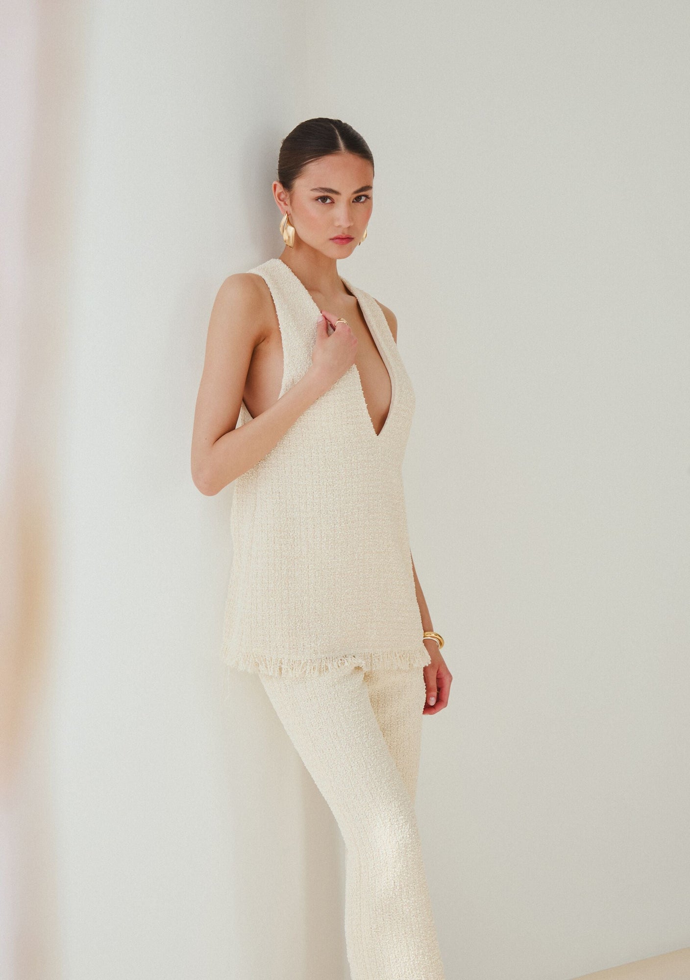 Womens | Shar Boucle Pant | Eggshell