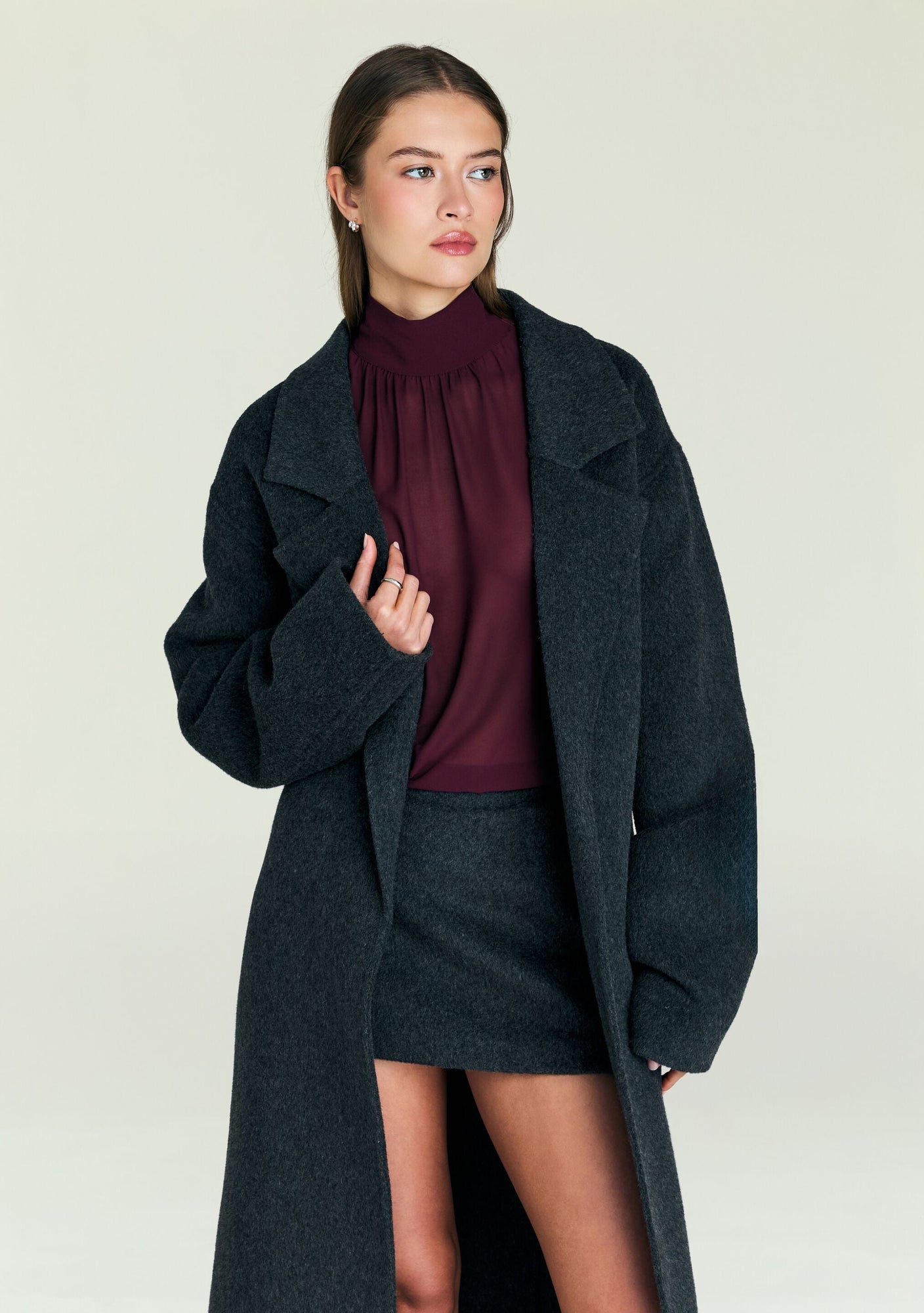 Women | Lyli Wool Coat | Dark Charcoal