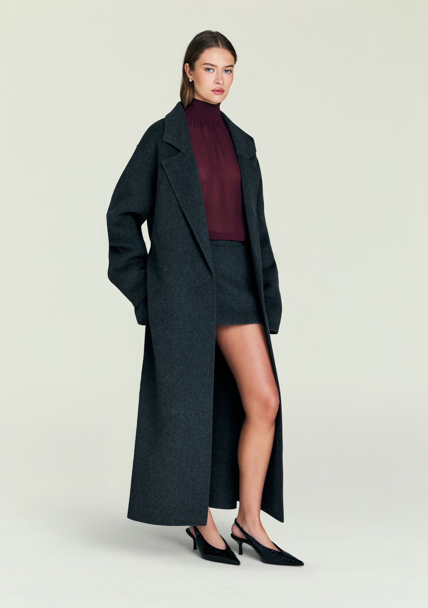 Women | Lyli Wool Coat | Dark Charcoal