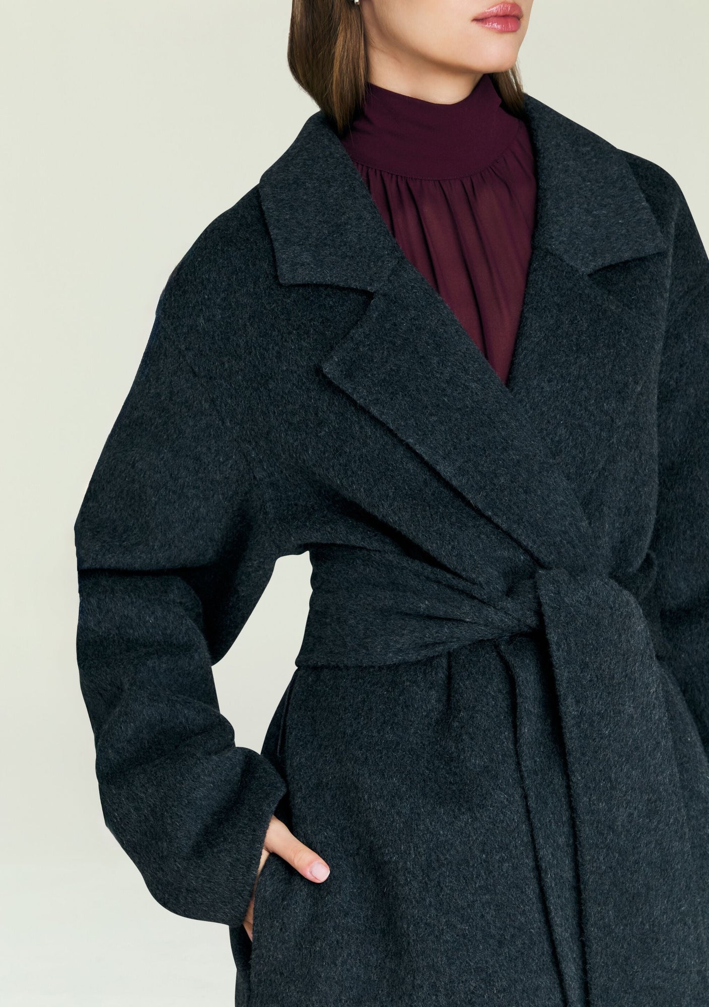 Women | Lyli Wool Coat | Dark Charcoal