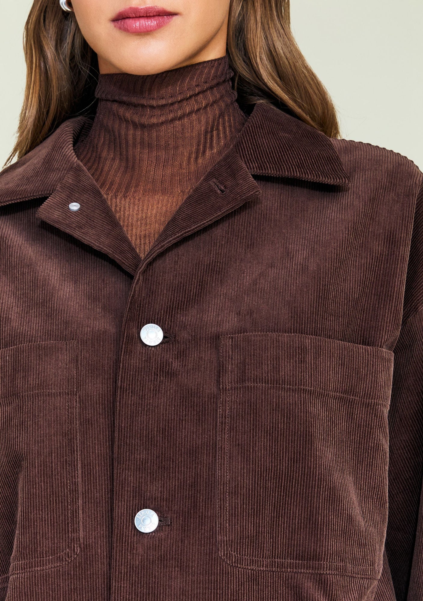 Women | April Corduroy Shacket | Slate Brown